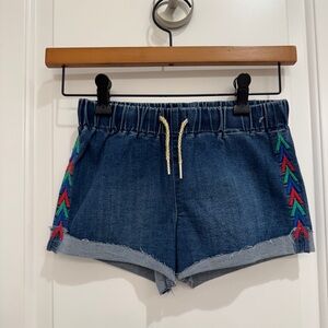 AG kids size M Denim Drawstring Shorts with Colorful Side Embroidery Blue NWOT